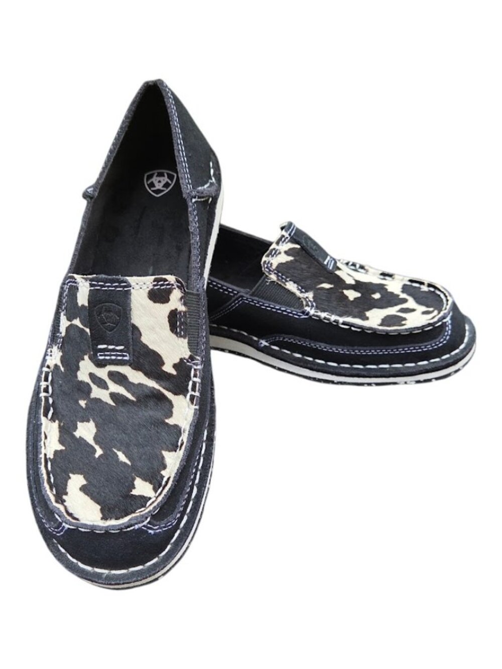 Ariat Cruiser Leather Womens Slip On Shoes Hair On Cowhide Cow Black Suede 9B